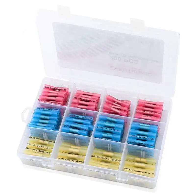 

200PCS Heat Shrink Butt Connectors Terminals Insulated Waterproof Marine Automotive Electrical Kits 3 colors 3 sizes