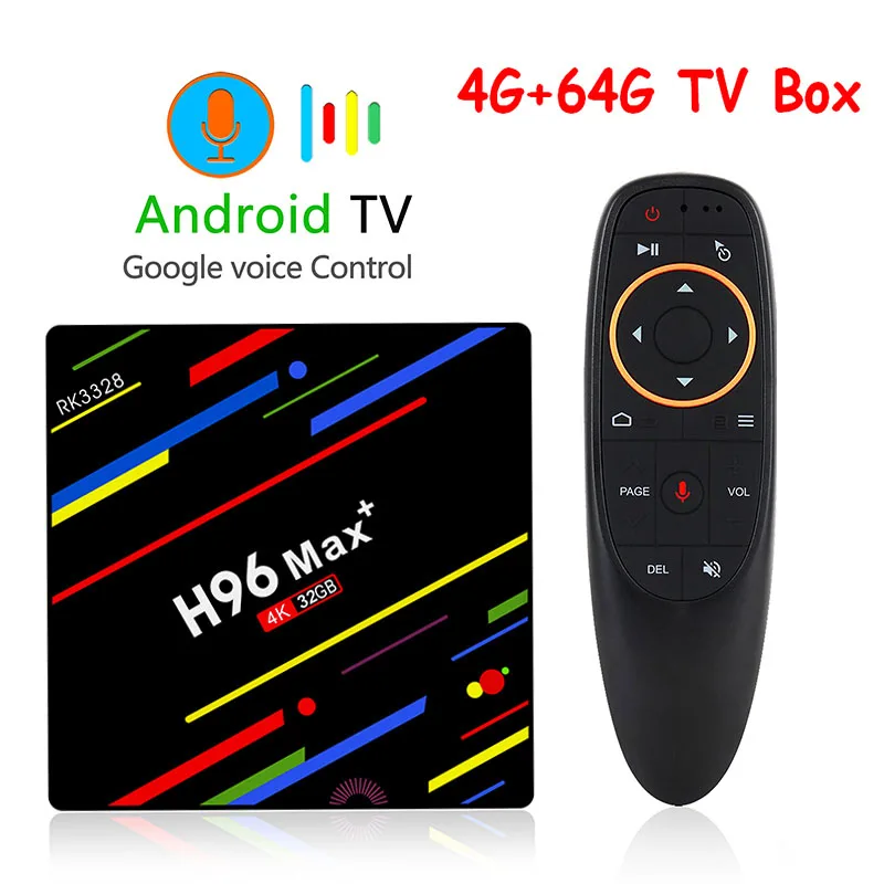 H96 MAX Plus Android 9,0 tv BOX RK3328 Четырехъядерный 4G 32G/4G 64G rom 4K BT4.0 2,4/5G wifi IP tv подписка M3U Smart tv BOX tv - Цвет: 4G64G Voice Conrtrol