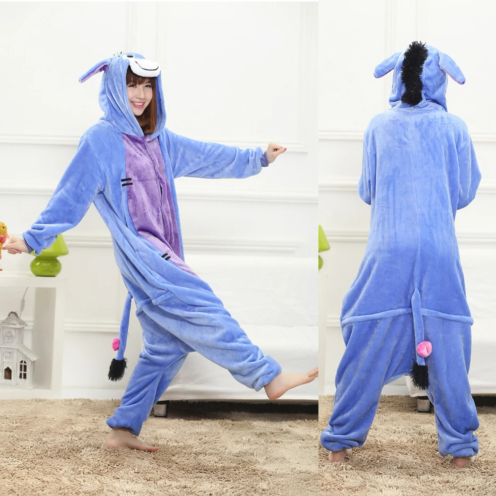 Пижама кигуруми Eeyore Женская фланелевая комбинезон с мультяшными животными для