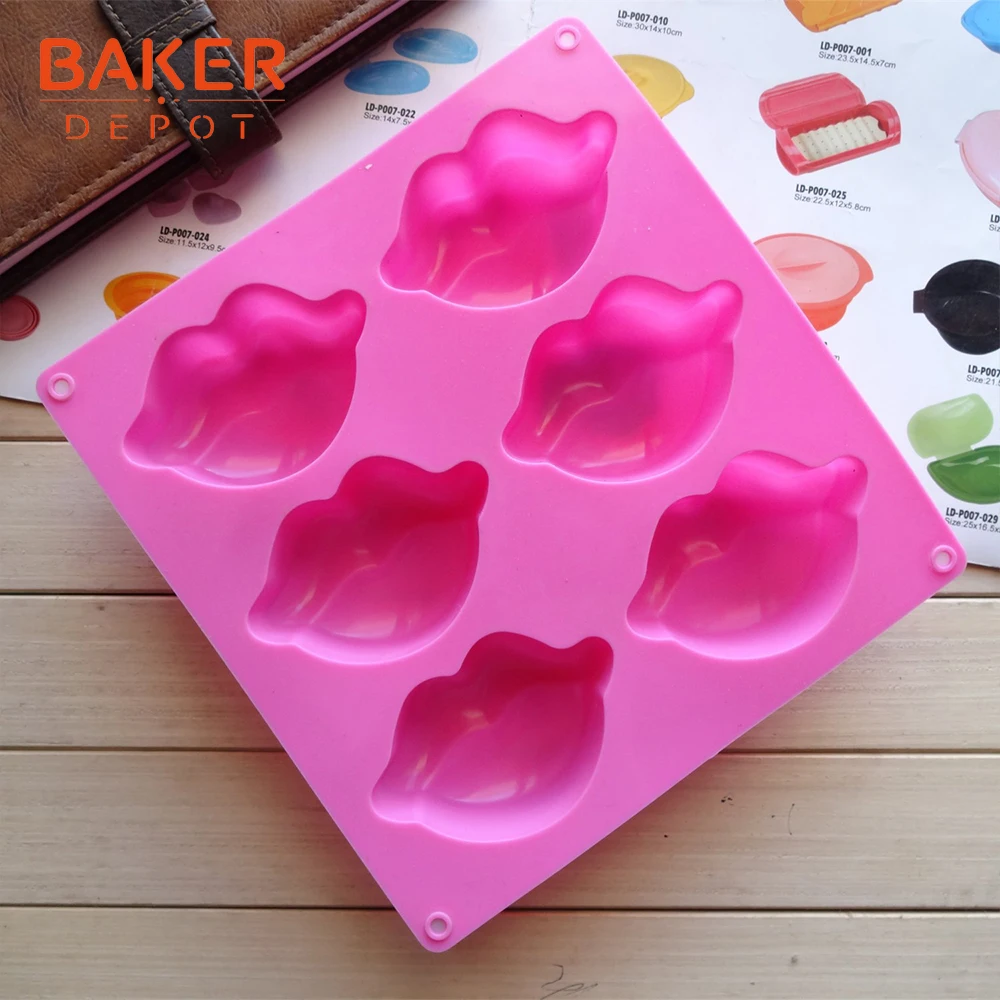 BAKER DEPOT силиконовая форма для выпечки, формочка в форме губ, формы для мыла, формы для пудинга, желе, формы для выпечки тортов, кондитерские инструменты для хлеба, 6 отверстий