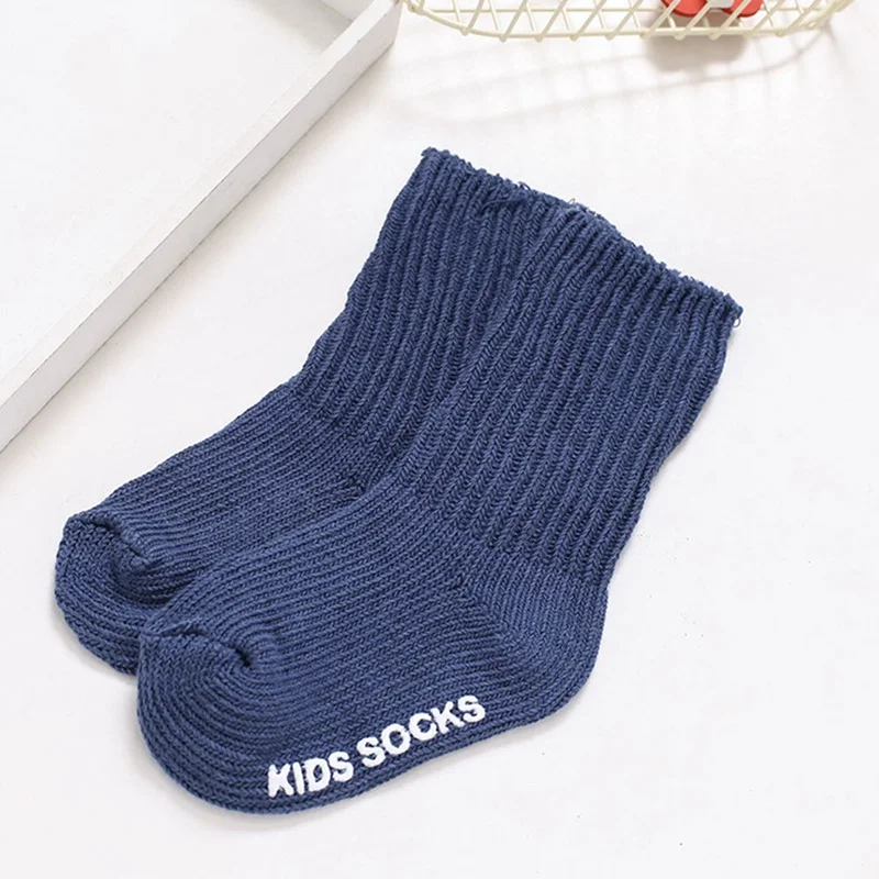 Хлопковые носки для малышей, 13 цветов, детские Нескользящие носки для мальчиков и девочек, толстые теплые зимние шерстяные носки-тапочки для детей 0-4 лет