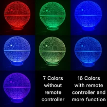 Новинка светильник s Звездные войны, Звезда смерти 2 3D Иллюзия ночной Светильник Lampara голограмма атмосферу офисный декор для 3D светодиодный ночной Светильник