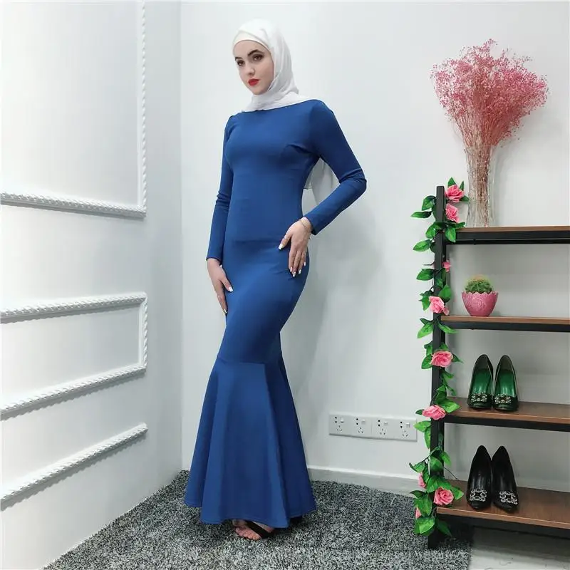 Мусульманские Женские Простые abaya исламские кафтан Jilbab стрейч Джерси длинное платье труба Макси платье нижнее платье Вечерние Элегантные