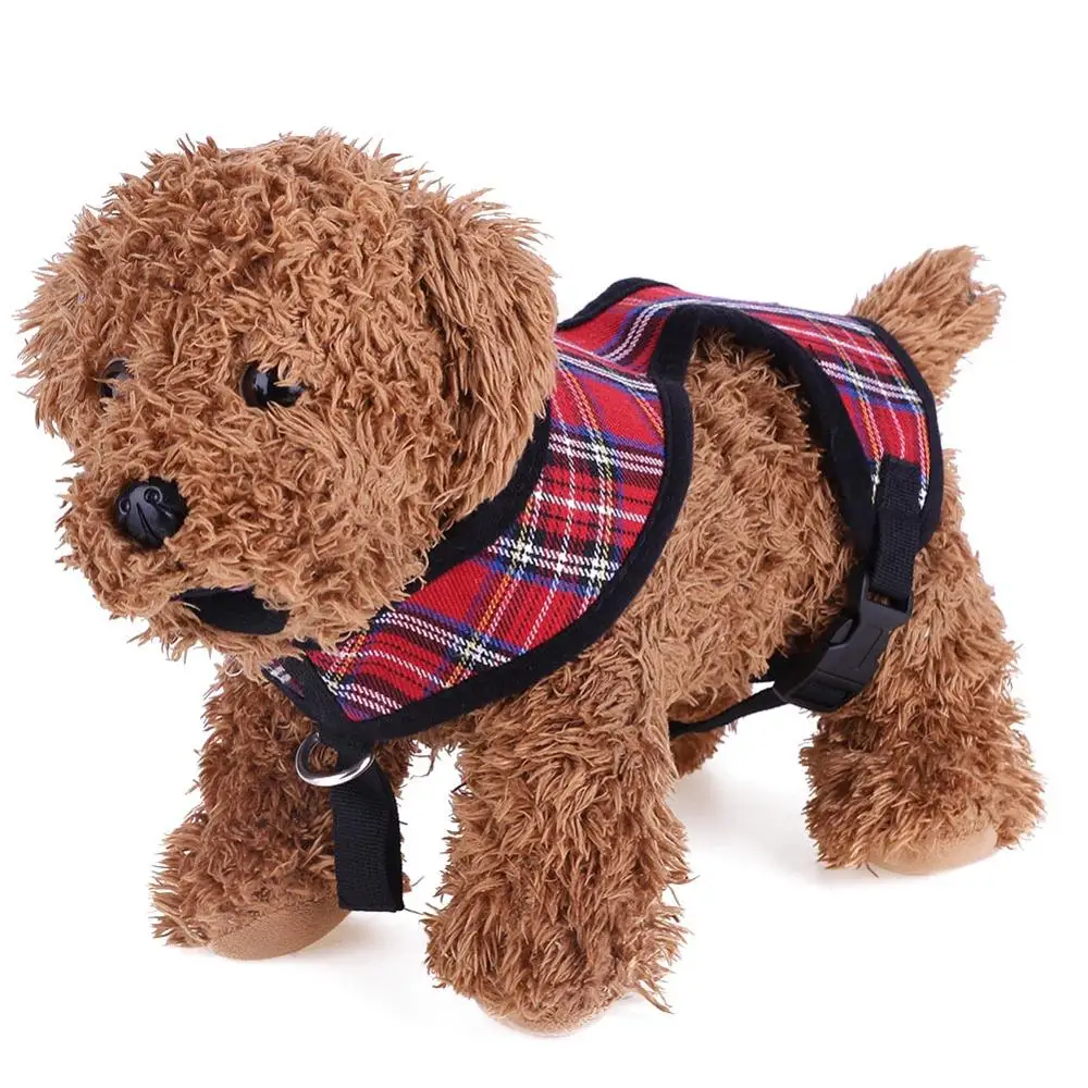 

Adjustable Pet Dog Puppy Cat Plaid Mesh Harness Vest Clothes Apparel XS S M L XL