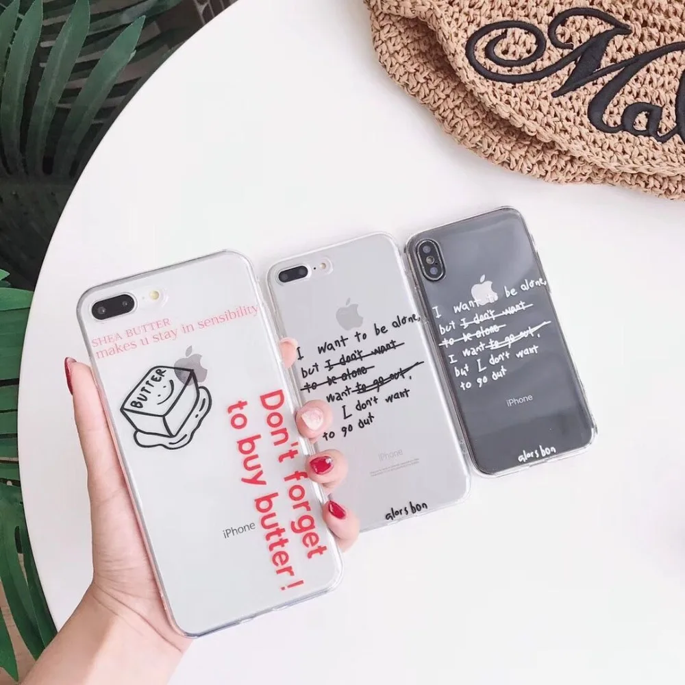 

ORYKSZ Cute Messages Pattern Phone Case For iPhone 7 8 X Transparent TPU Soft Case For iphone X 8plus 7 6 6S Plus Silicone Cover