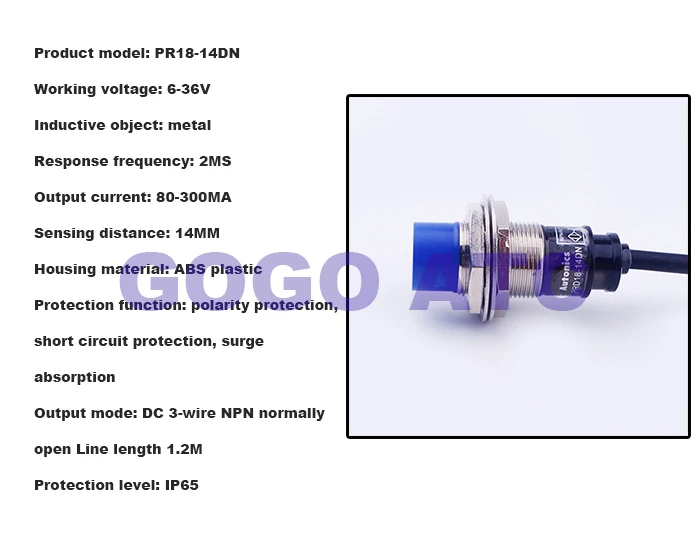 Высокочувствительный M18 индуктивный датчик приближения Переключатель PRD18-14DN нормально открытый NPN водонепроницаемый металлический датчик