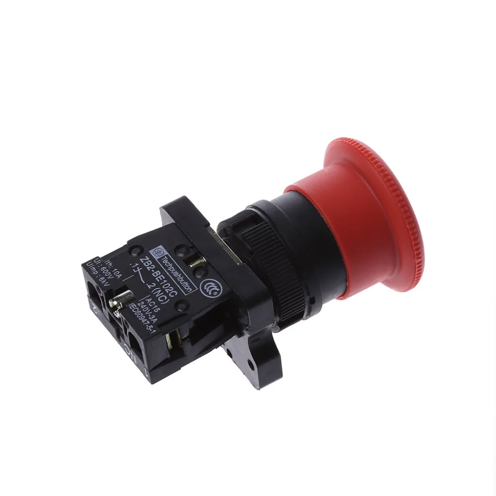 

22mm NC N/C Red Mushroom Emergency Stop Push Button Switch 600V 10A Electrical Equipment Supplies Switches