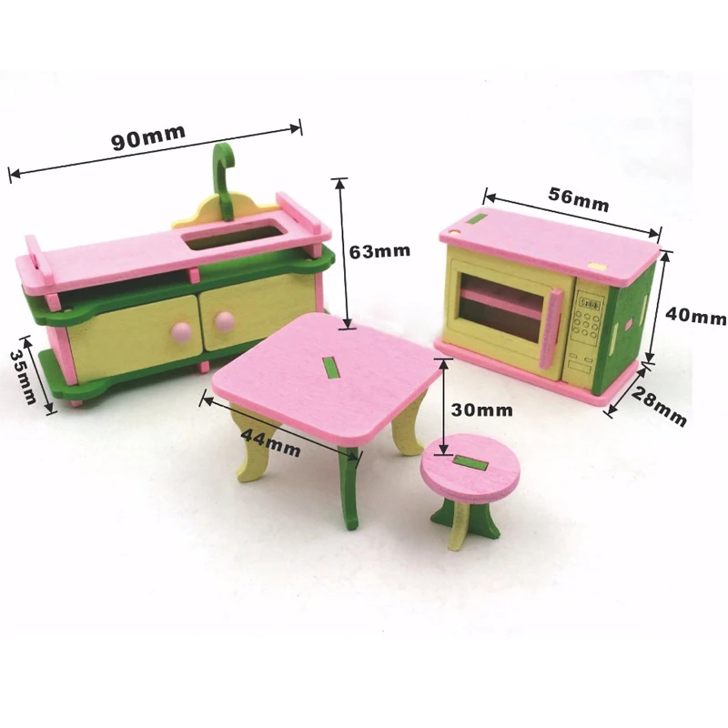 T01-X584 جديد الأطفال هدية لعبة أطفال خشبية أثاث بيت الدمية مجموعة diy ألعاب تعليمية المطبخ مع الميكروويف 1 مجموعة