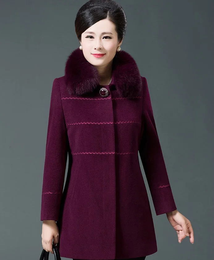 purple jacket Женская куртка средней длины, с меховым воротником, средней длины, на осень-зиму, большие размеры 5XL, Женская куртка средней длины, 5119 - Цвет: purple jacket