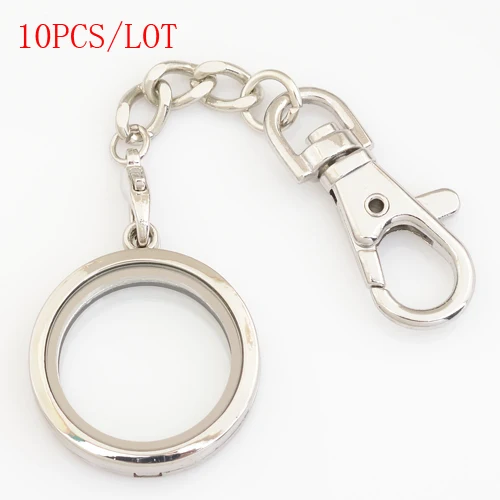 

10PCS/LOT,30mm round plain magnetic floating key chains FN0015