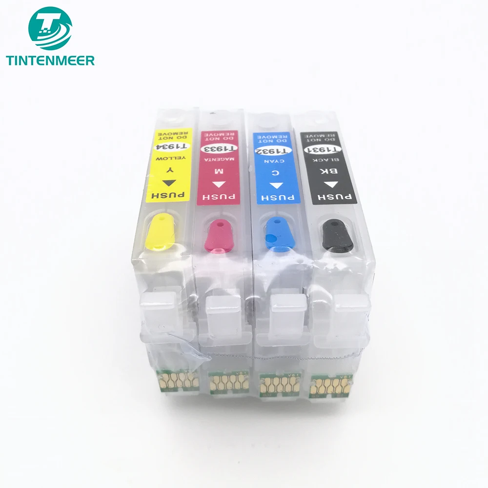 TINTENMEER refillable empty cartridge with auto reset chip T1931 T1932 T1933 T1934 for epson wf 2531 2521 2541 2631 2651 printer