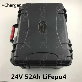 

LiFePO4 battery pack 24V 52Ah with BMS for energy storage electric motorcycle E-wheelchair lawn mower golf cart+29.2v 5A charger