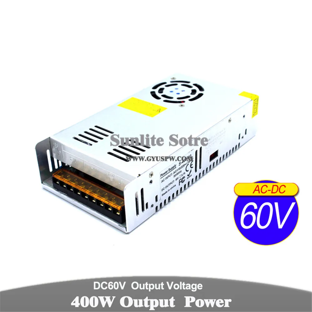 Универсальный источник питания DC 60V 6.7A 400W импульсный адаптер питания, Трансформатор 110V 220V AC к DC60V SMPS для ЧПУ видеонаблюдение двигатель сервер
