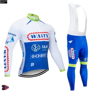 

2019 WANTY TEAM Cycling Tops 9D Pad Blue Bike Pants Suit Ropa Ciclismo Windproof Autumn Bike Maillot Culotte Clothing Set