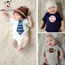 Nouveau-né Bébé Barboteuses D’été Filles Vêtements À Manches Courtes Un Morceaux Bébé Barboteuse Enfants Combinaisons Ensemble Bébé Garçon Baseball Vêtements