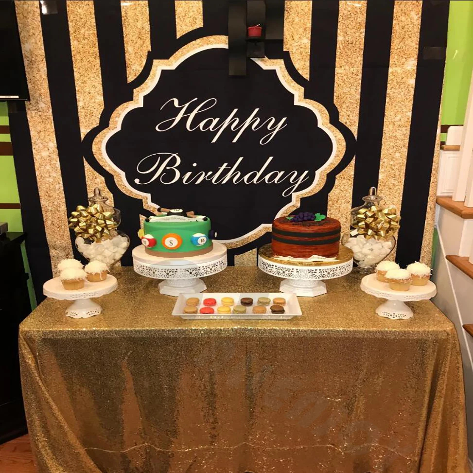 

Allenjoy photo background Shiny party background golden black stripe birthday wedding custom photocall backdrops for photography