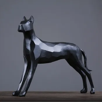 

Nordic Lucky Dog Geometric Animal Figurine Desktop Decoration Geometry Home Dog Living Room Restaurant Simple Ornaments
