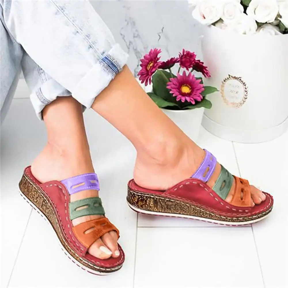 Новая летняя обувь; римские босоножки женские туфли на танкетке; модная женская обувь разных цветов; chaussures femme; Босоножки на платформе chanclas mujer