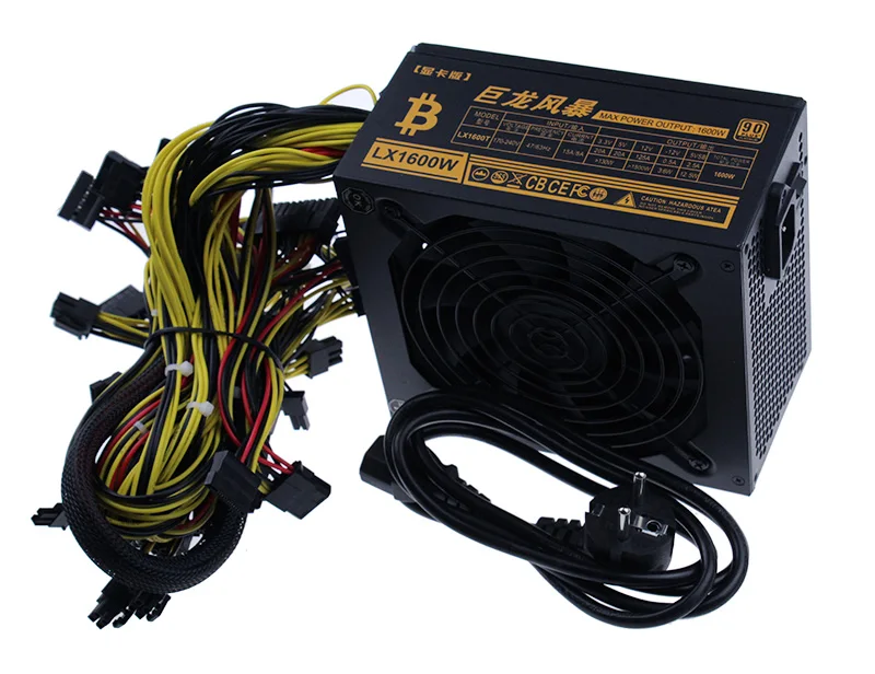 ^*Best Offers Hot Sell Miners Power Supply Fan Set 1600W 6 GPU Output Including SATA Port 4P 6P 8P 24P Connectors Use FOR RX470 RX480 RX570