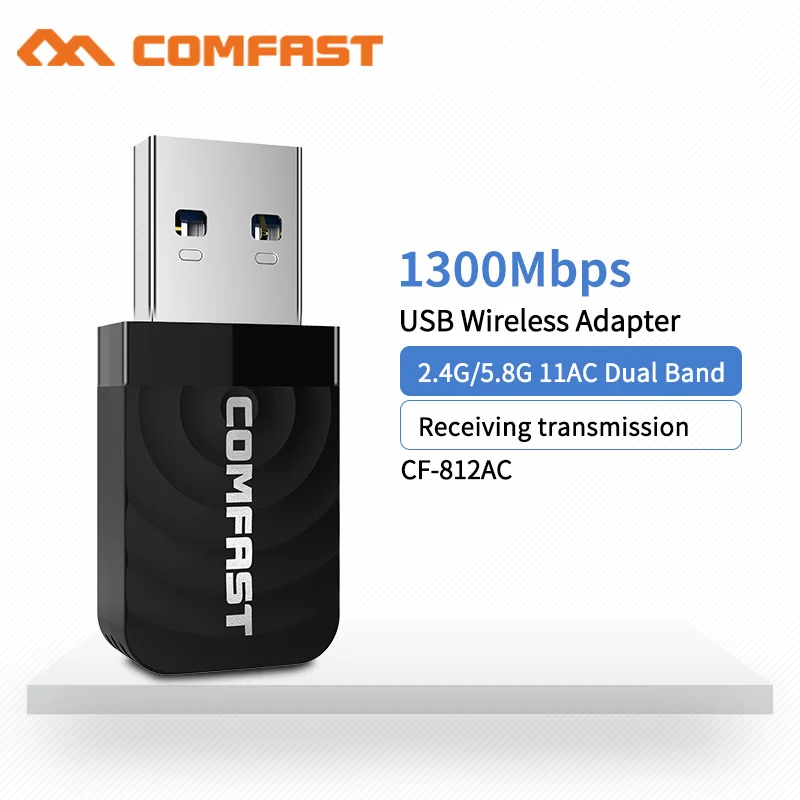 COMFAST CF-812AC Gigabit Wireless USB Wifi Adapter AC 1300Mbps Wi-fi Adapter 2.4G 5G Network Card Antenna PC Wi fi Lan Receiver COMFAST CF-812AC Gigabit Wireless USB Wifi Adapter AC 1300Mbps Wi-fi Adapter 2.4G 5G Network Card Antenna PC Wi fi Lan Receiver