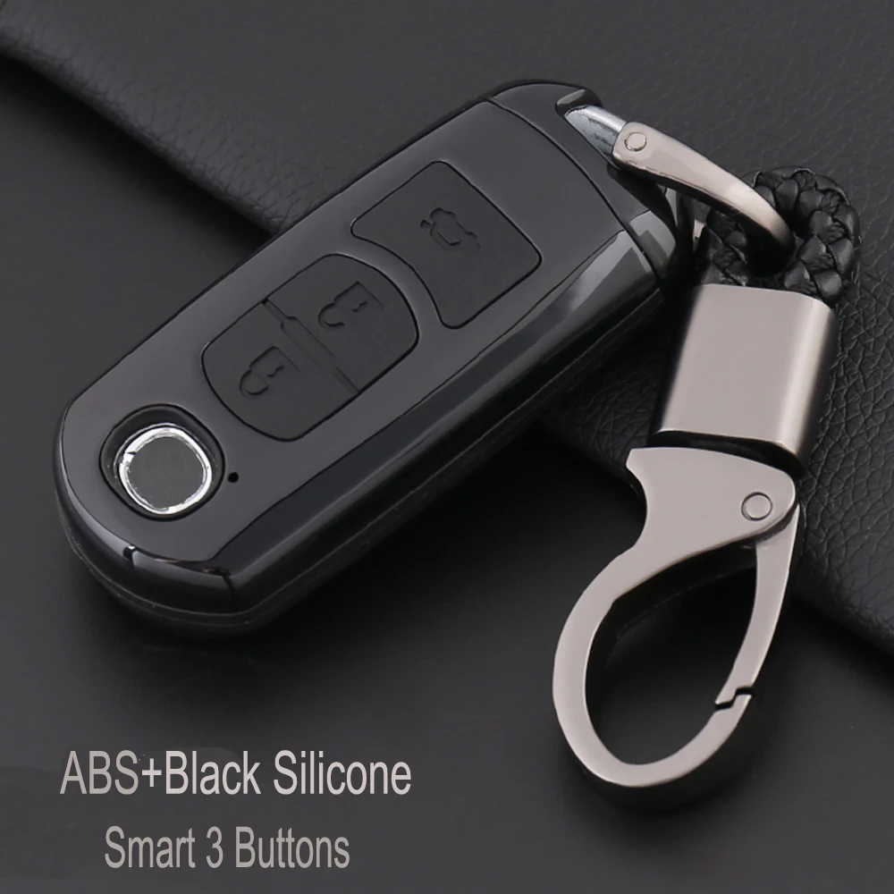 

Remote Smart Car Key Case For Mazda 2 3 5 6 8 Atenza CX5 CX-7 CX-9 MX-5 RX Carbon fiber Keychain Keyring Key Holder Cover Bag