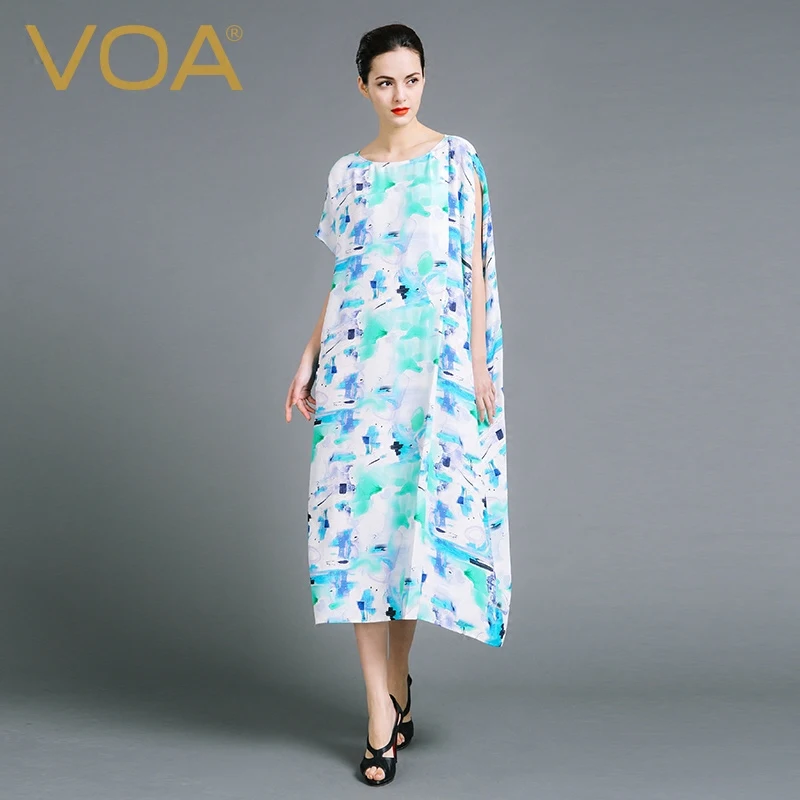 VOA Zomer Zijde Boho Maxi Jurk 2017 Vrouwen Mode Losse Plus Size Casual Printing Onregelmatige Lange Jurken vestidos A6868 VOA Zomer Zijde Boho Maxi Jurk 2017 Vrouwen Mode Losse Plus Size Casual Printing Onregelmatige Lange Jurken vestidos A6868