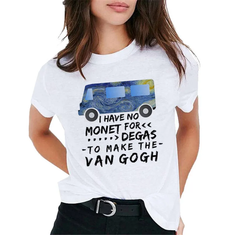 Van Gogh Oil Art женская футболка с принтом Футболка Повседневная новая уличная футболка графическая футболка в стиле Харадзюку женская одежда - Цвет: 0831