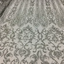 Клееный Блеск Африканский тюль кружева для красивый наряд современный дизайн BZL-72508 французский чистая кружевной ткани в серебристый цвет