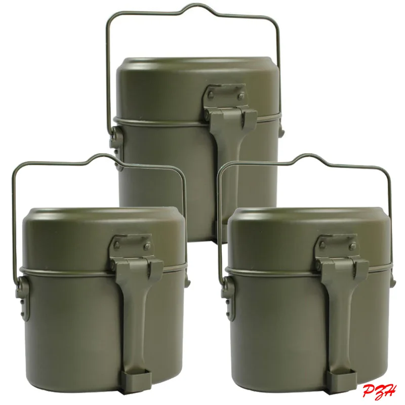 

3x Army Soldier Canteen Kettle Pot Bowl Military Outdoor Camping Mess Kit Lunch Protable Dinner Box
