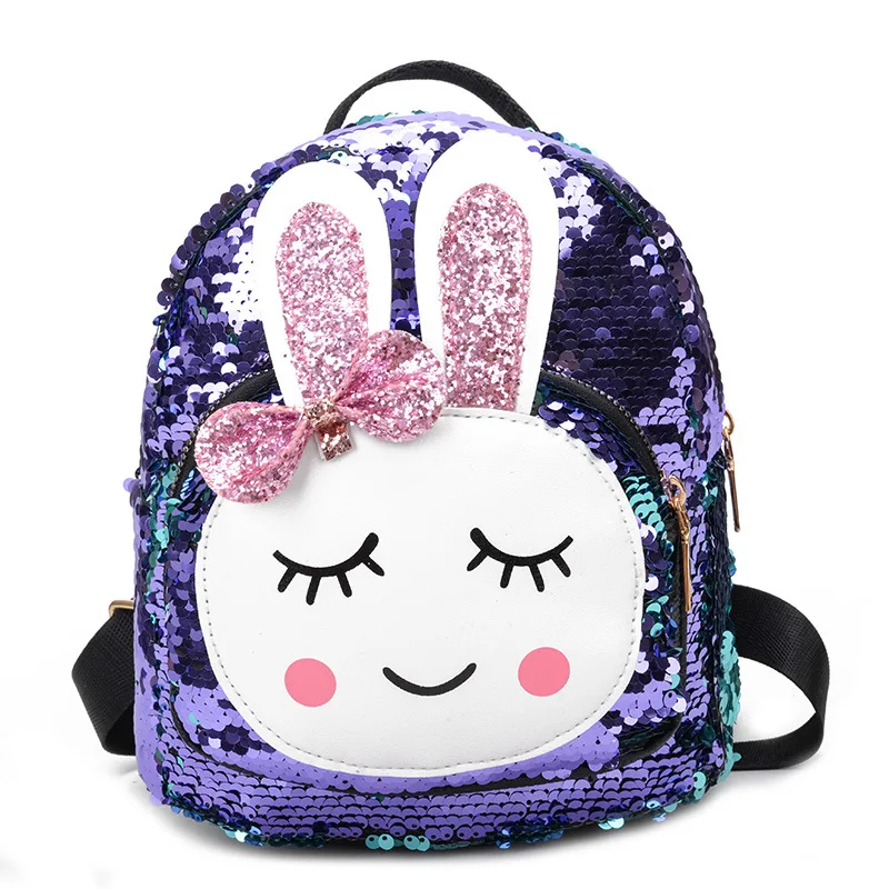 

2019 New laser school bags Sequin backpack for girls lovely Bunny children's backpack holographic kids bag mochila escolar