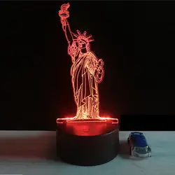 3D США Нью-Йорк победы богиня Night Light Home Украшения в спальню светодиодный освещения стол настольные лампы Малыш подарок на день рождения Лава