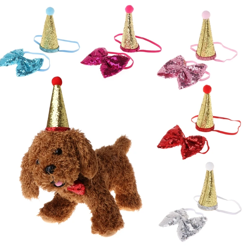1 компл. Pet Crown шляпа бантом для собаки щенок Кошка костюм на день рождения орнамент Головные уборы W215