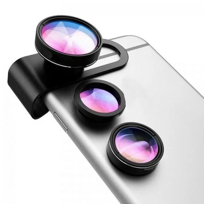

3-in-1 Phone Lens Set Wide Angle Macro Fisheye Lens Camera Kits Mobile Phone Fish Eye Lenses with Clip for Phone