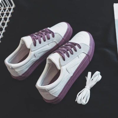 Женская Повседневная обувь; Разноцветные женские модные кроссовки на шнуровке; Tenis Feminino Zapatillas Deportivas Mujer Chaussure Femme; Размеры 35-40 - Цвет: white purple