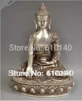 

0000008824 H 20cm Tibetan Silver Bronze Sakyamuni Buddha Statue