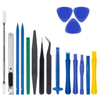 

18 pcs Professional Opening Pry Tool Repair Kit with Non-Abrasive Nylon Spudgers and Anti-Static Tweezers