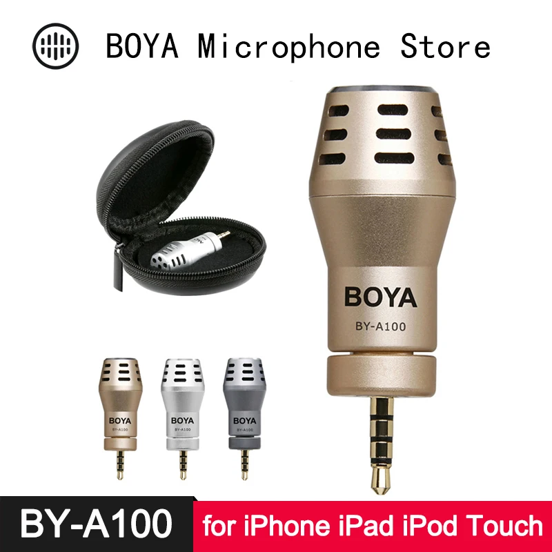 

BOYA BY-A100 3.5mm Omnidirectional Electret Condenser Mini Microphone Designed for iPhone iPad iPod Touch Video Audio Recording