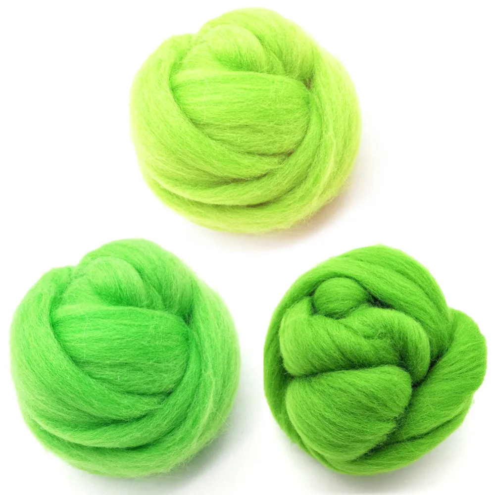 

Feltsky 300g Felting Wool Roving Set 3 Colors (70s 19um Grade) Needle Felting Diy Green Series Wool for Needle Felting Kit