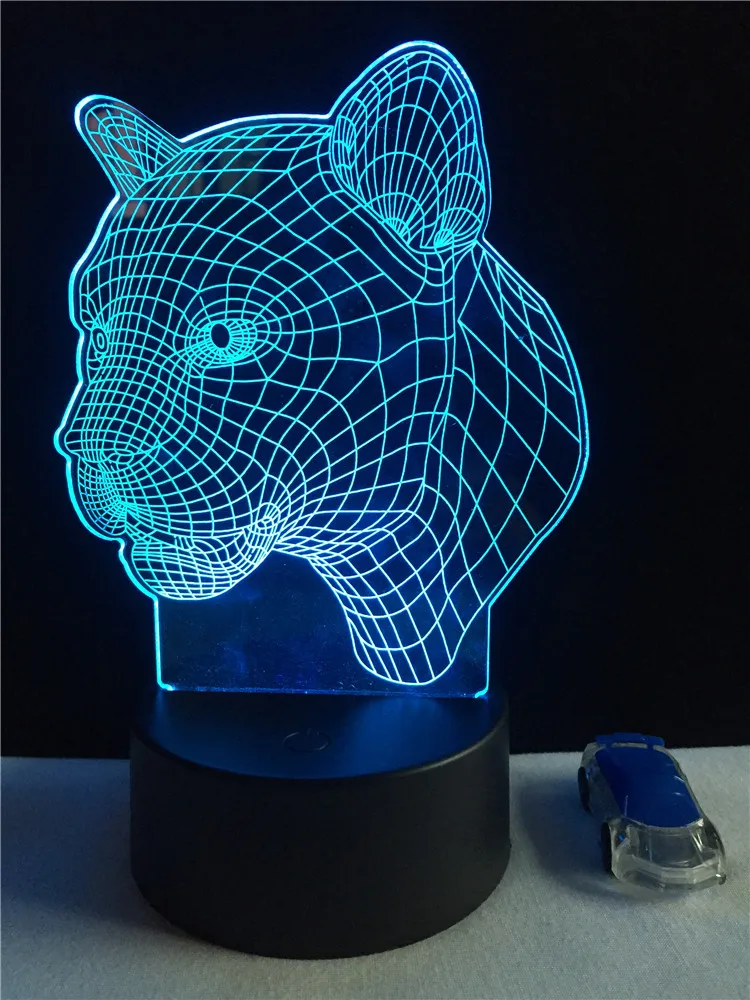 Hot Sale Animal Leopard Head 3D LED USB Lamp 7 Colors Changing Touch Sensor Floodlights RC Night Light Bulb Child kids toys gift