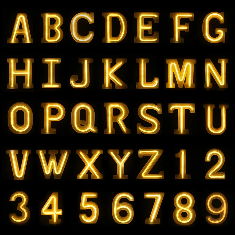 Small Letter Number LED Lamp Light Wedding Party Home Decoration Creative 26 English Alphabet Number Battery Lamp Romantic Light