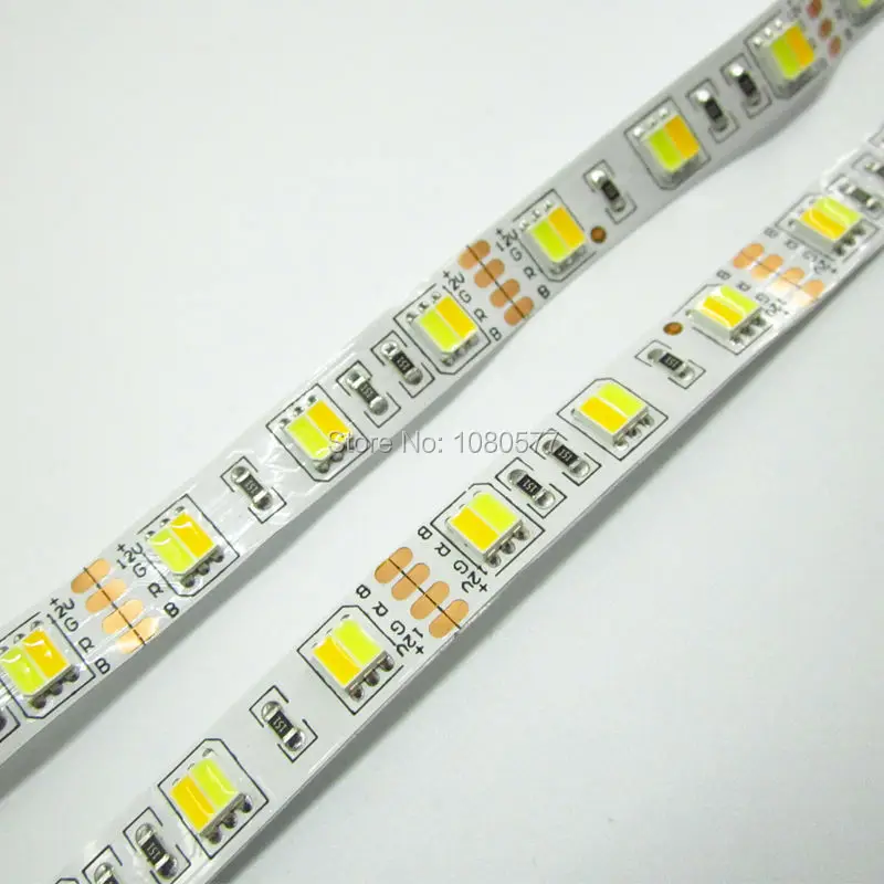 

5630 5730 SMD LED strip Non-waterproof DC 12v or 24v, warm white and cold white LEDs integrated in one leds 60 LEDs/M 5M/roll