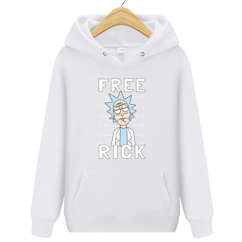 Autumn Plus Velvet New Design Rick And Morty Cotton Hoodies Funny Print Fashion Hoodie Man Rick And Morty Casual Hoody - Цвет: White