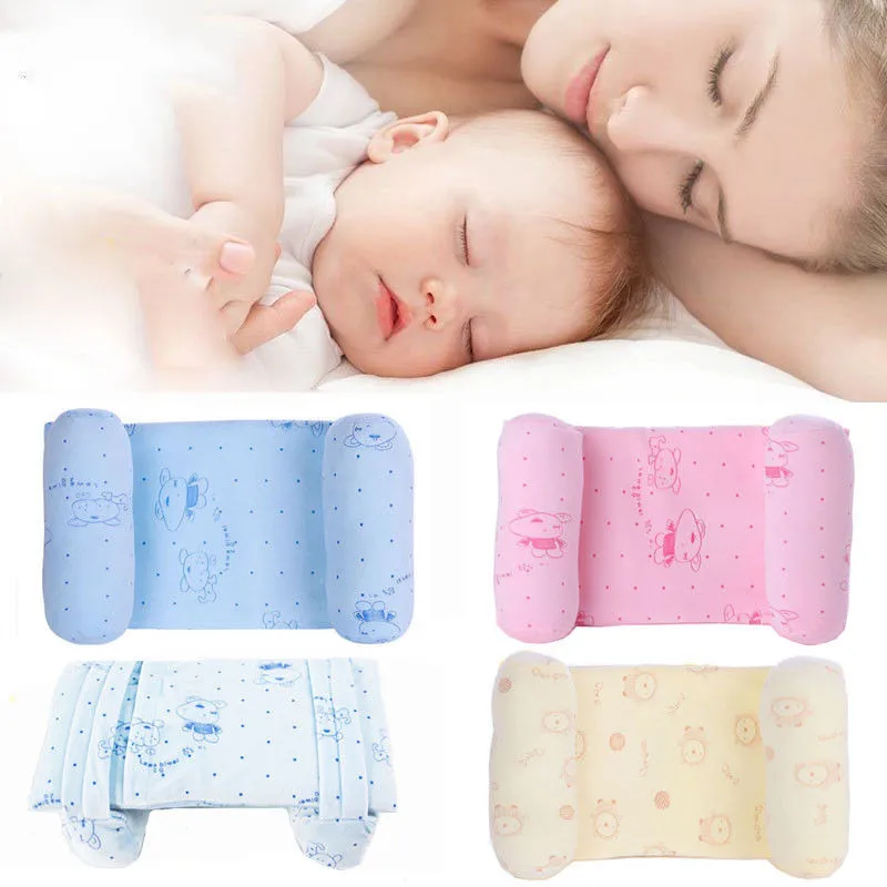 Newborn Baby Breathable Pillows Prevent Anti Roll Flat Head Cushion Pillow UK 