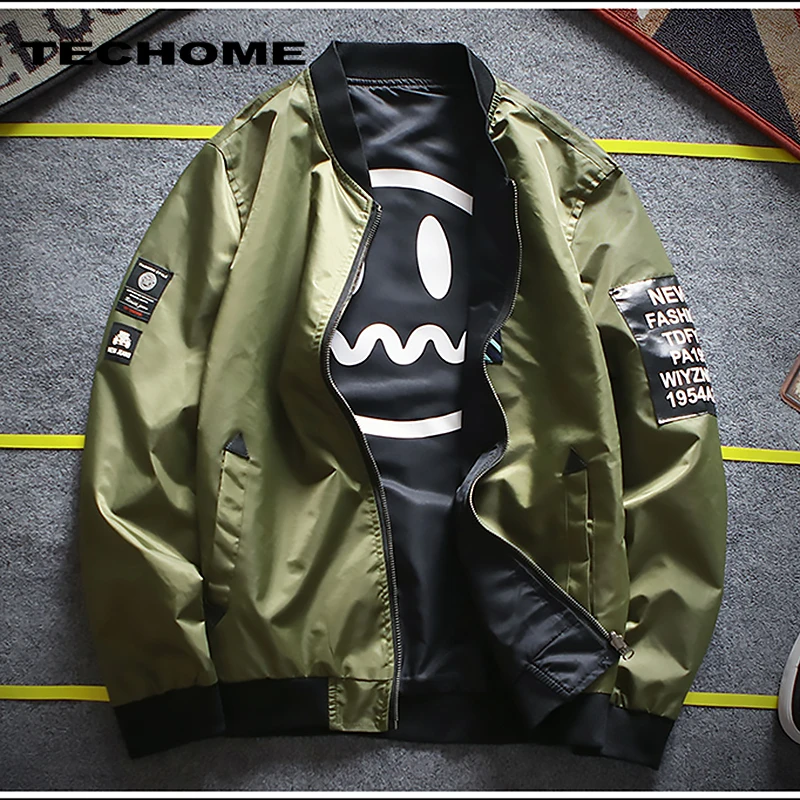 2017 New Men Bomber Jacket Hip Hop Printed Designs Slim Fit Pilot