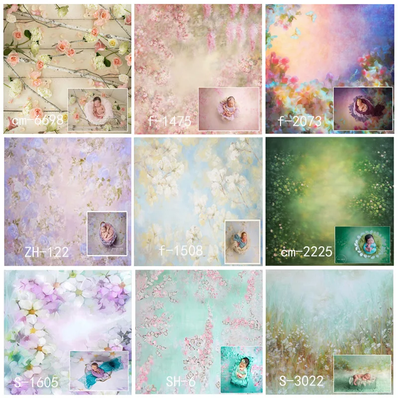 Kopen 1.5*1.5m Bloem Foto Achtergrond Aangepaste Pasgeboren Baby Douche Sprookje Polyester Fotografie Achtergronden voor Fotostudio