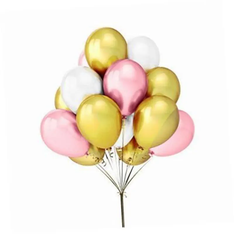 10-30-100-Gold-Pink-White-Latex-Balloons-helium-air