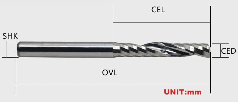 HUHAO 1PC 3.175mm Single Flute Spiral router bits CNC end mill For MDF Tungsten Carbide Milling Cutter tugster steel cnc tools