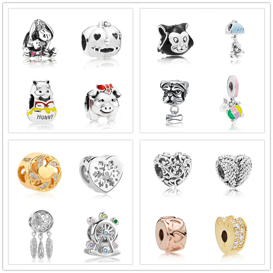 2018 new honey pot pooh eeyore Bead fit Original Pandora charms silver