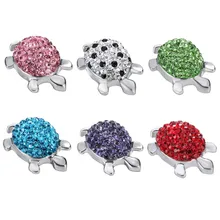 10 шт./лот Новая мода 18 мм Хрустальная черепаха металлическая кнопка для браслета женские очаровательные браслеты ювелирные изделия