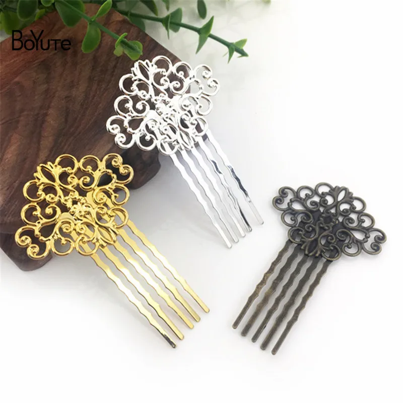 

BoYuTe (10 Pieces/Lot) 5 Teeth Metal Filigree Flower Hair Comb Tiara Diy Bridal Wedding Hair Accessories Wholesale